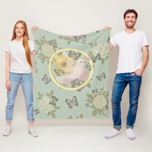 Glowing Dove Floral Blanket – Soft Sage Green