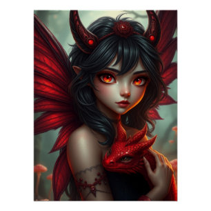 Glowing Dragon Fairy Art  Poster