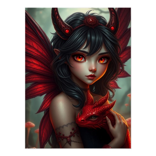 Glowing Dragon Fairy Art  Poster (Front)