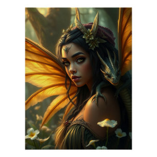 Glowing Dragon Fairy Art  Poster