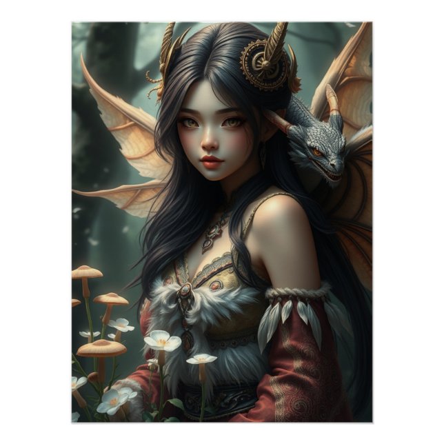 Glowing Dragon Fairy Art  Poster (Front)