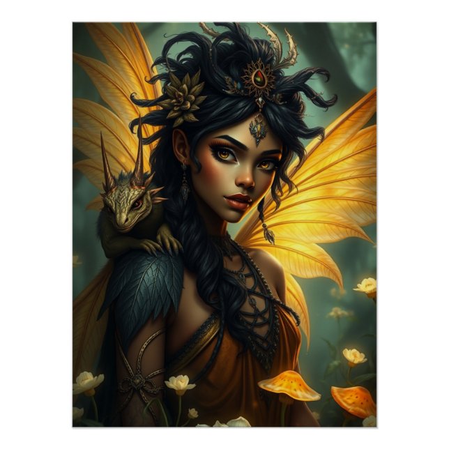 Glowing Dragon Fairy Art  Poster (Front)