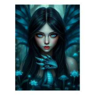 Glowing Dragon Fairy Art  Poster