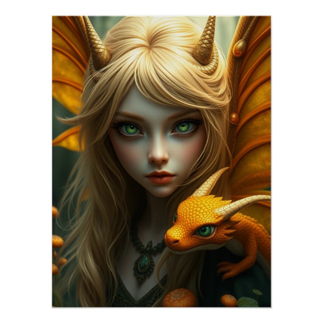 Glowing Dragon Fairy Art  Poster (Front)