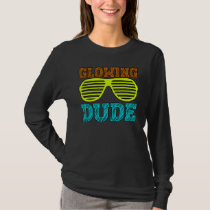 Glowing Dude party 80s vintage retro colourful whi T-Shirt