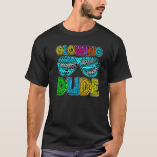 Glowing Dude party 80s vintage retro colourful whi T-Shirt