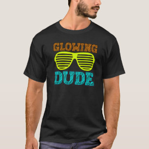 Glowing Dude party 80s vintage retro colourful whi T-Shirt