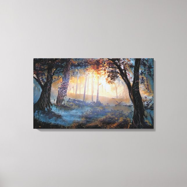 Glowing Dusk in the Forest Canvas Print (Front)