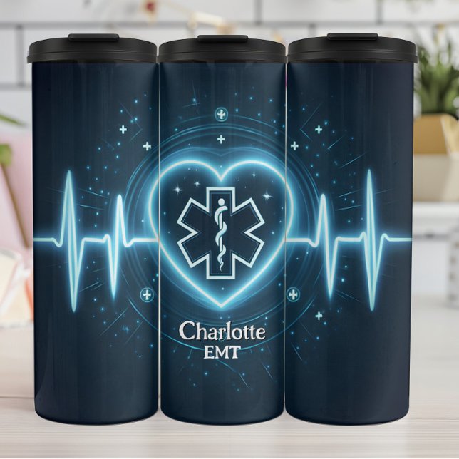 Glowing EMT Heartbeat Personalise Design Thermal Tumbler (Creator Uploaded)
