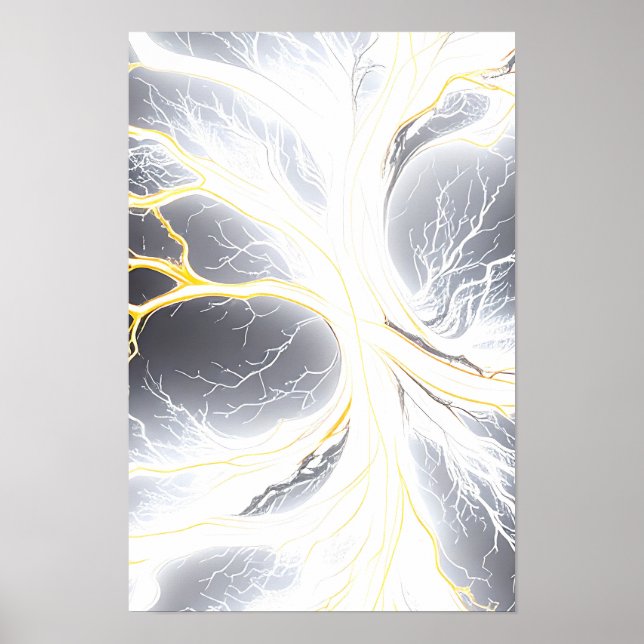 Glowing Energy Tree Abstract Art Poster (Front)