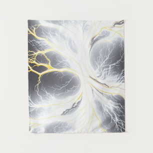 Glowing Energy Tree Abstract Tapestry