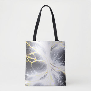 Glowing Energy Tree Abstract Tote Bag