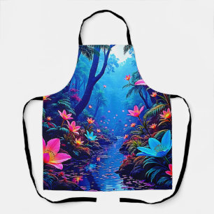 Glowing Ethereal Jungle Oasis Design Apron