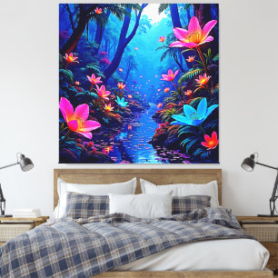 Glowing Ethereal Jungle Oasis Design Canvas Print