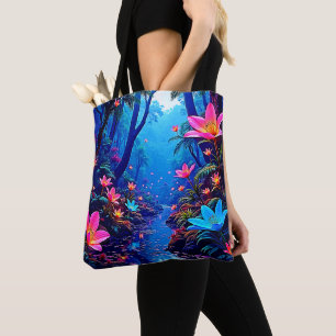 Glowing Ethereal Jungle Oasis Design Tote Bag