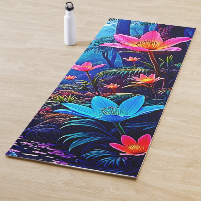Glowing Ethereal Jungle Oasis Design Yoga Mat (In Situ)