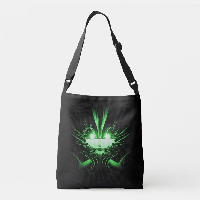 Glowing Eyes Emerald Green Creature  Crossbody Bag (Back)