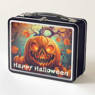Glowing Eyes Jack-o-Lantern Halloween Art Metal Lunch Box