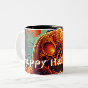 Glowing Eyes Jack-o-Lantern Halloween Art Two-Tone Coffee Mug