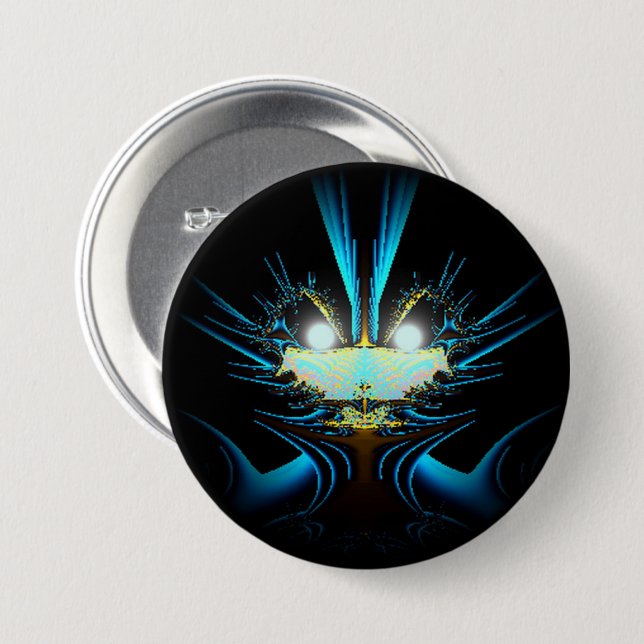 Glowing Eyes Luminous Blue Creature  7.5 Cm Round Badge (Front & Back)