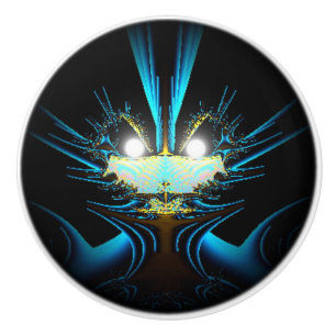 Glowing Eyes Luminous Blue Creature  Ceramic Knob