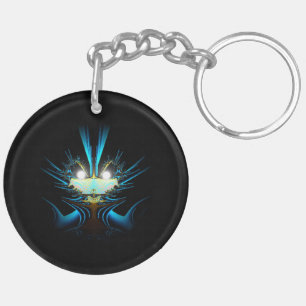 Glowing Eyes Luminous Blue Creature  Key Ring
