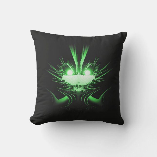 Glowing Eyes Luminous Blue Creature  Outdoor Cushion (Front)