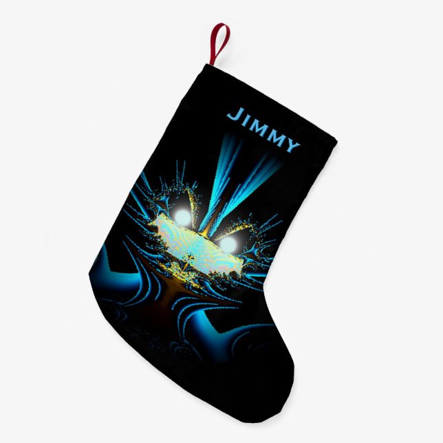 Glowing Eyes Luminous Blue Creature  Small Christmas Stocking (Front (Hanging))