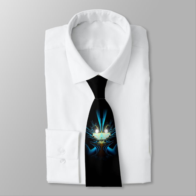 Glowing Eyes Luminous Blue Creature  Tie (Tied)