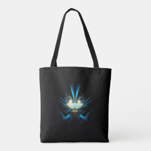 Glowing Eyes Luminous Blue Creature Tote Bag