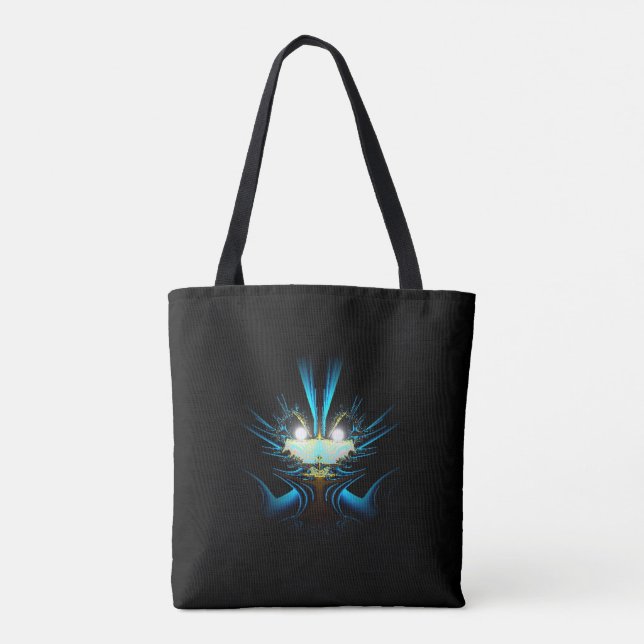 Glowing Eyes Luminous Blue Creature  Tote Bag (Back)