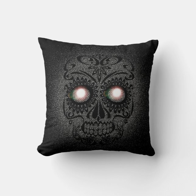 Glowing Eyes Skull Cushion (Front)