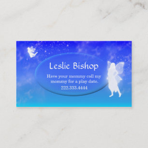 Glowing Fairies on Blue Play Date Card