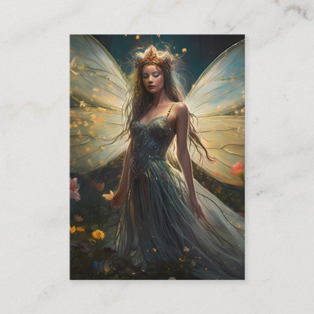 Glowing Fairy Photorealistic Background Business Card (Front)