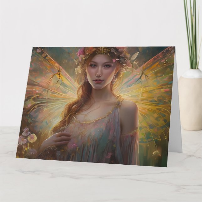 Glowing Fairy Wings Background Thank You Card (Front)