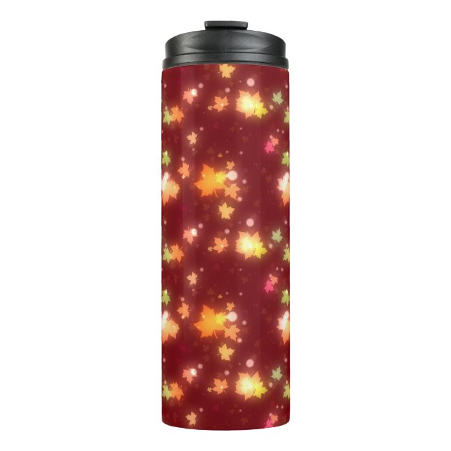 Glowing fall colourful maple leaves autumn  thermal tumbler (Front)