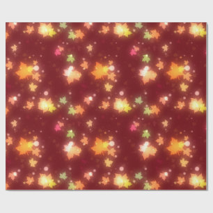Glowing fall colourful maple leaves autumn wrapping paper