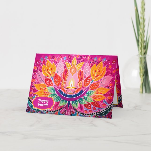 Glowing Festivities: A Diwali Celebration Holiday Card (Front)