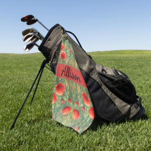 Glowing field of red poppies, personalizable golf towel