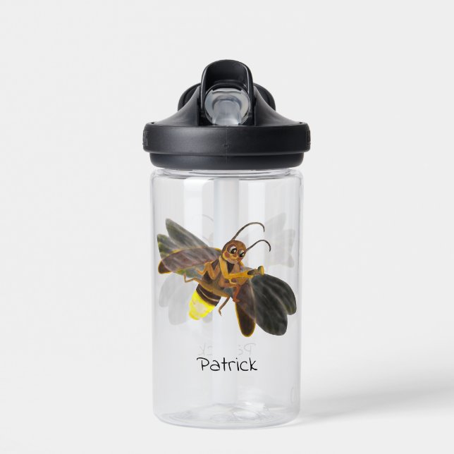 Glowing Firefly Lampyridae Personalised Water Bottle (Front)