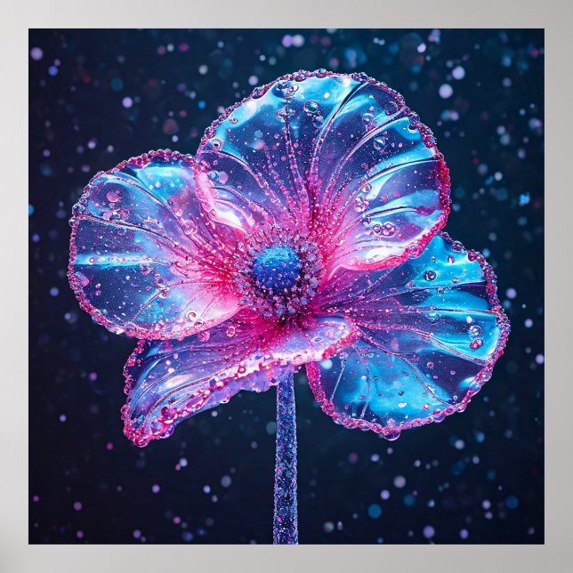 Glowing Flower With Vibrant Petals Poster (Front)