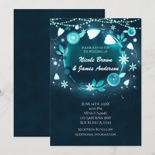 Glowing Flowers Night Whimsical Garden Wedding Invitation