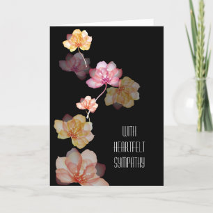 Glowing Flowers on Black Sympathy Card