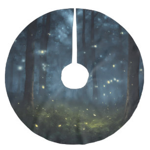Glowing Forest Fireflies Brushed Polyester Tree Skirt