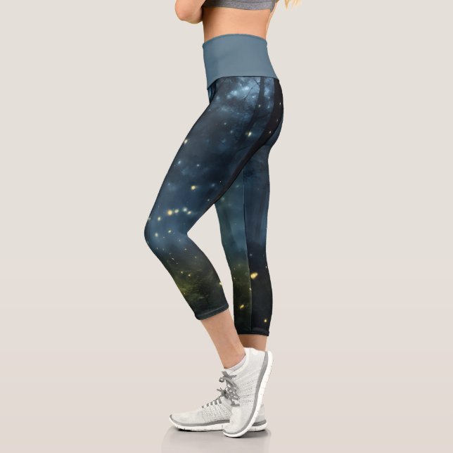 Glowing Forest Fireflies Capri Leggings (Left)