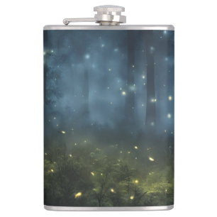 Glowing Forest Fireflies Hip Flask