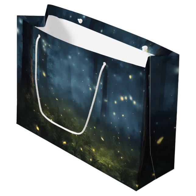 Glowing Forest Fireflies Large Gift Bag (Front Angled)