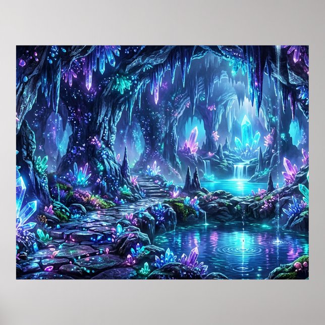 Glowing Forest with Lake Poster (Front)