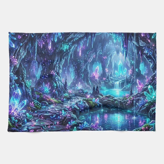 Glowing Forest with Lake Tea Towel (Horizontal)