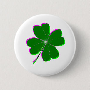 Glowing Four Leaf Clover 6 Cm Round Badge